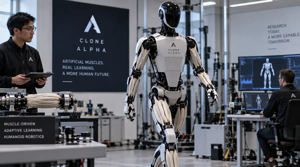 Clone Alpha humanoid robot using artificial muscles and biomimetic skeleton