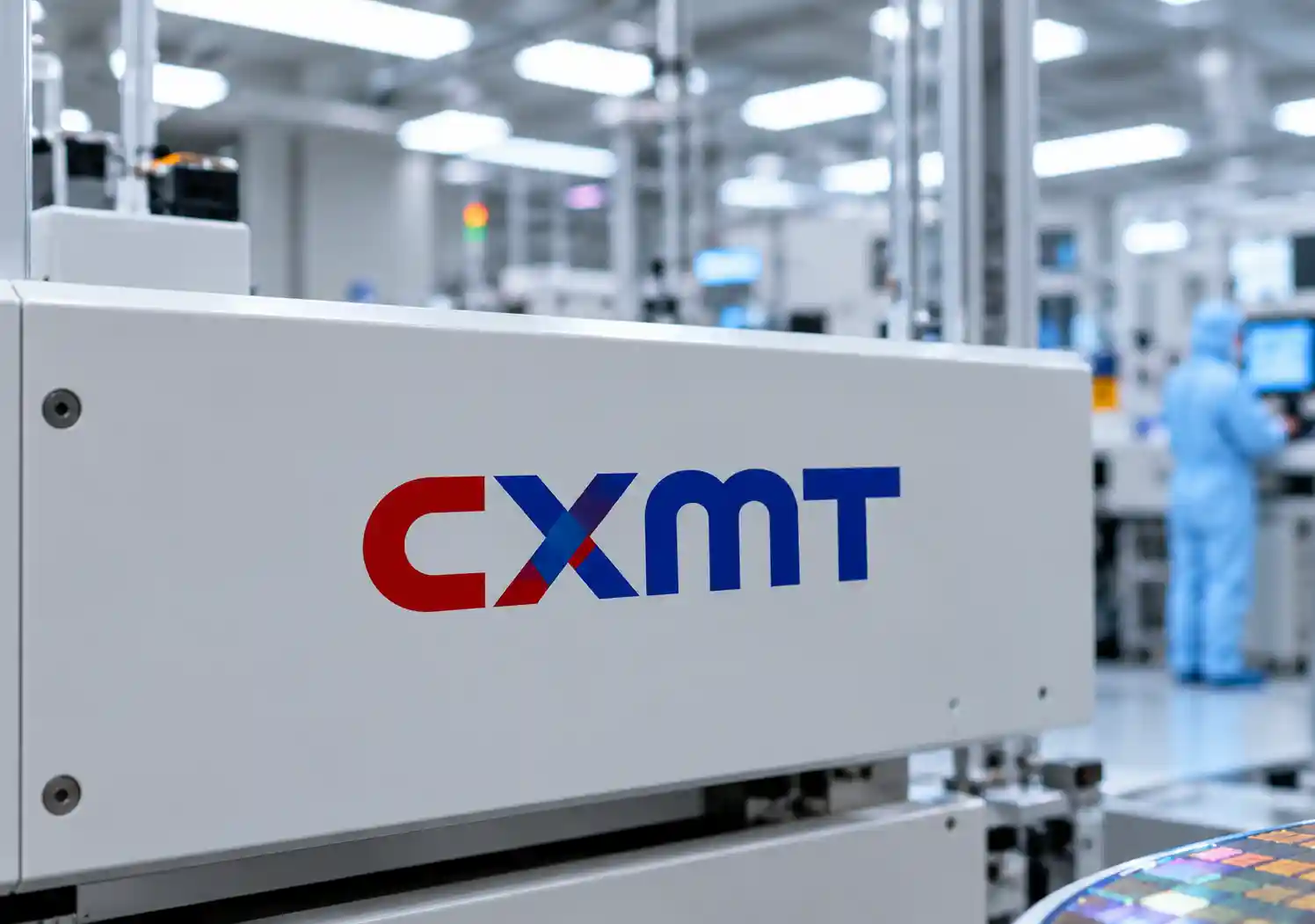 CXMT fifth-generation DRAM wafer displayed at the 2026 World Manufacturing Convention in Hefei, China