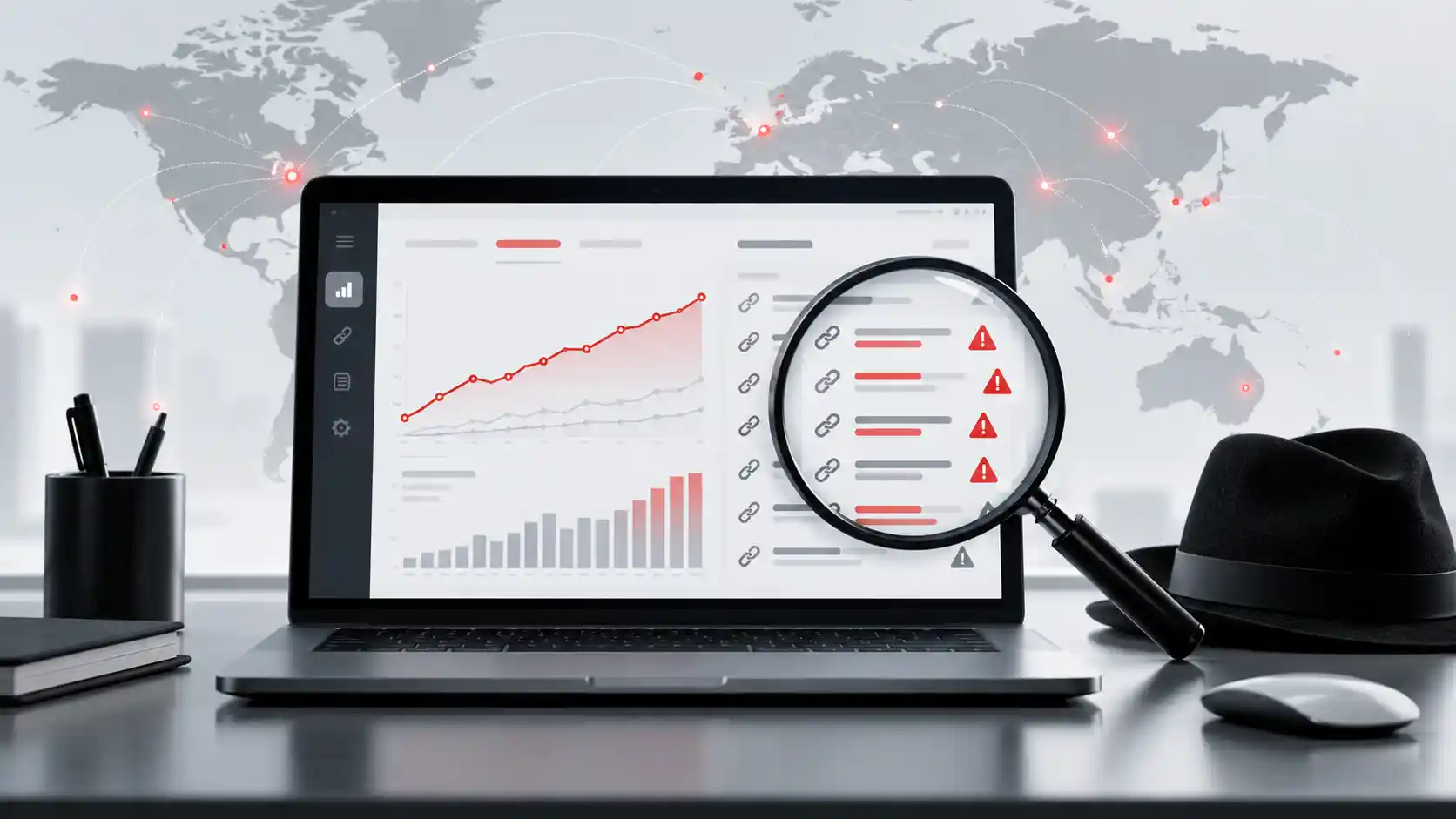 A digital screen displaying a website’s search traffic crashing to zero, symbolizing the consequences of black-hat SEO penalties.