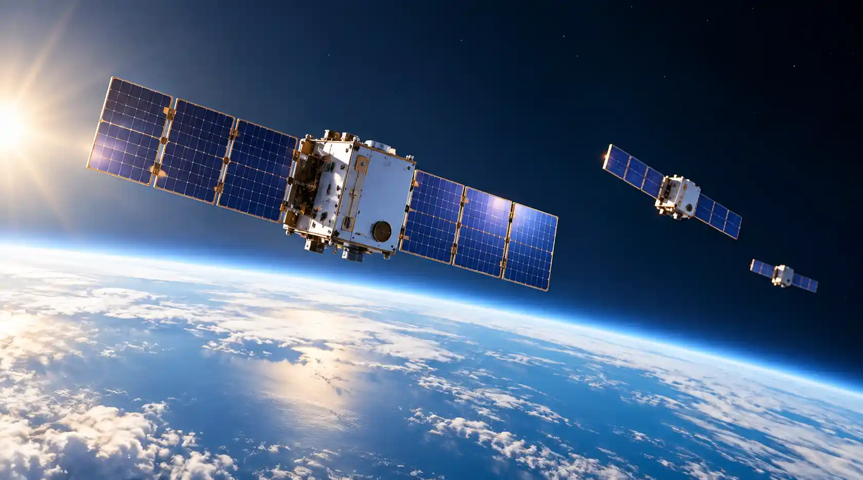 Illustration of a Google Project Suncatcher satellite carrying TPU chips in low Earth orbit