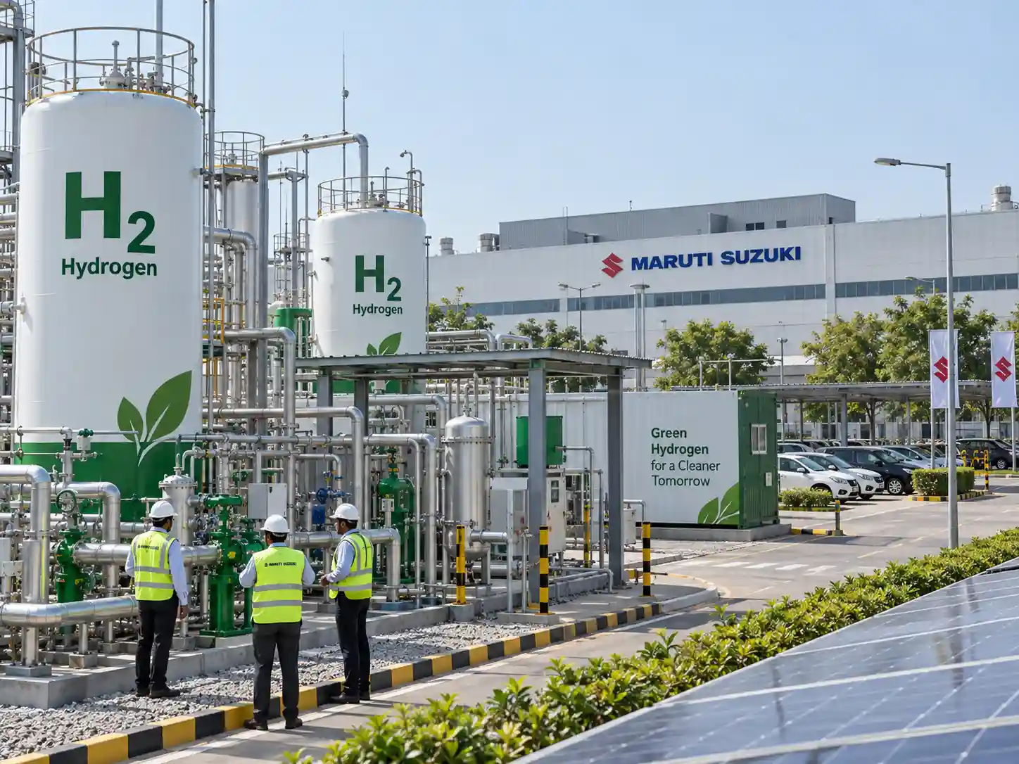 Maruti Suzuki manufacturing facility in Manesar, Haryana, featuring the newly commissioned 300 kW green hydrogen plant.