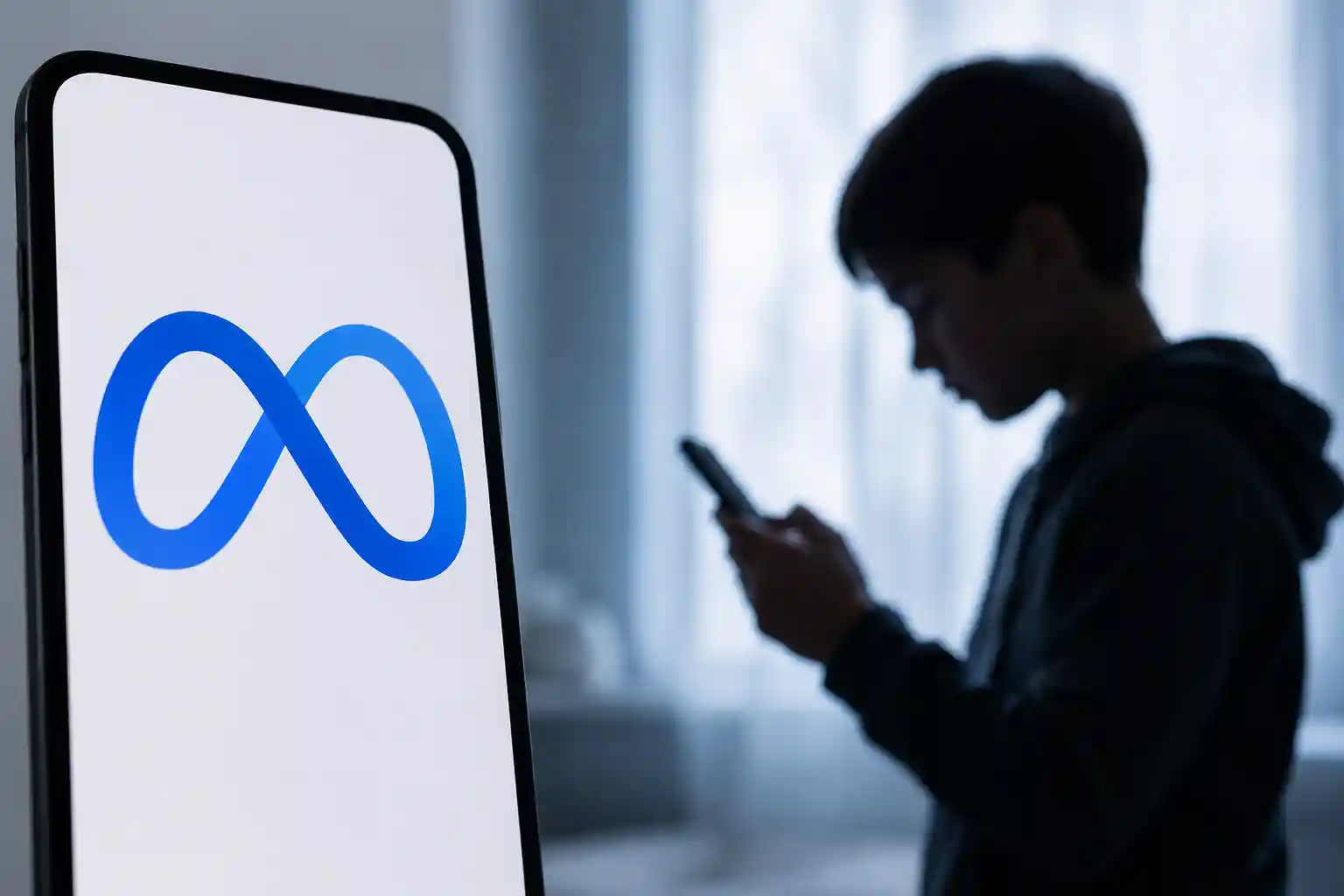 The Meta logo displayed on a smartphone screen.