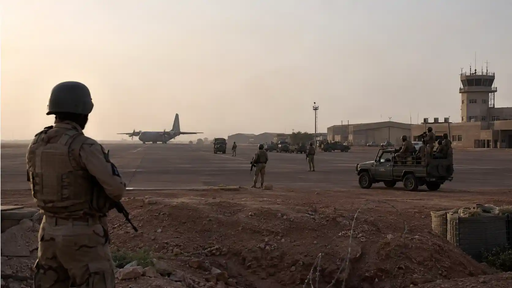 A view of the military installations at Air Base 101 in Niamey, Niger.