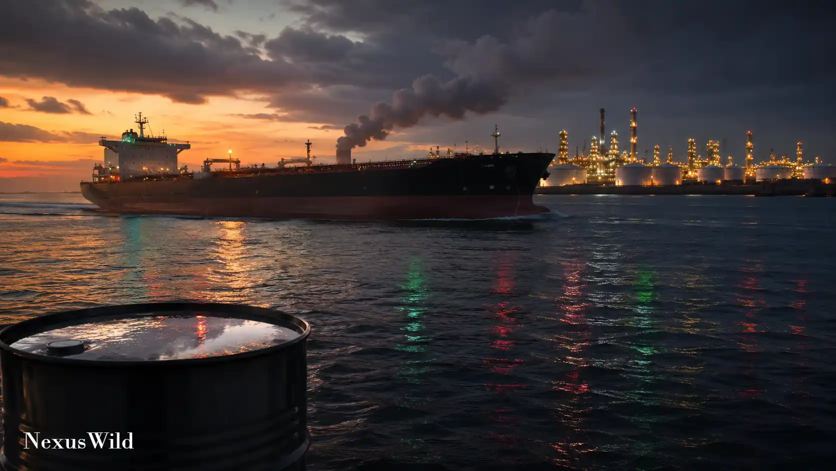 An oil pumpjack operating at sunset, symbolizing global energy markets.