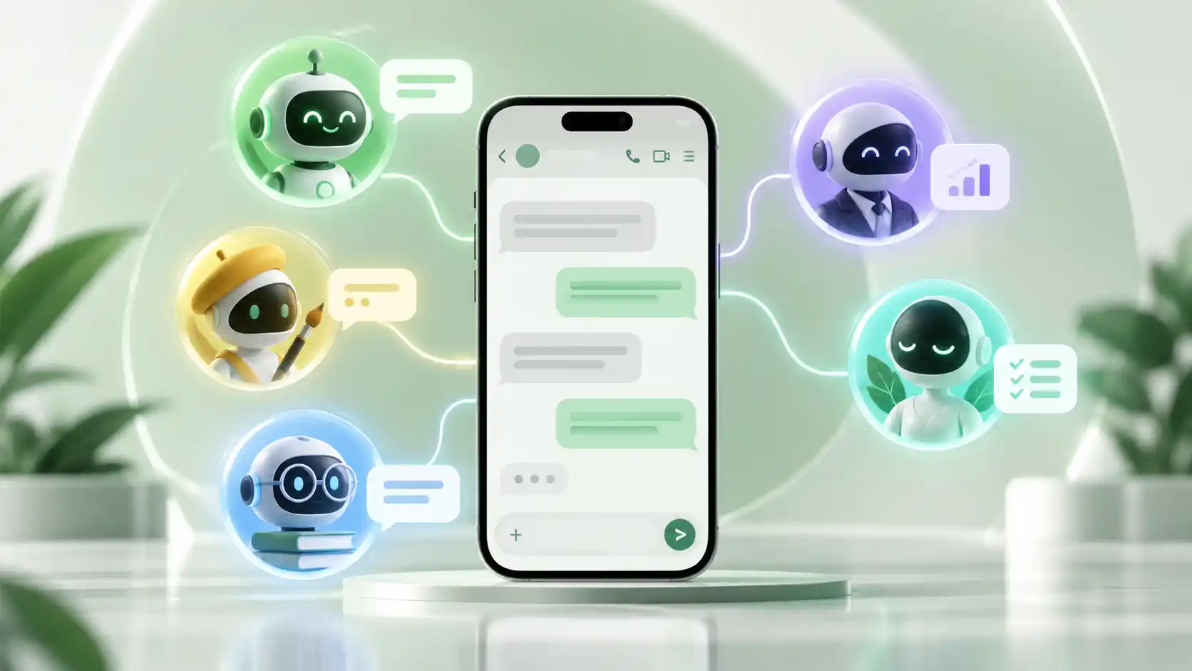 WhatsApp settings screen showing the new Agents tab for connecting third-party AI agents